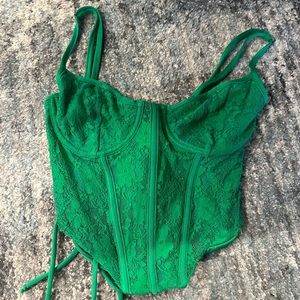 Green Lace Up Corset Top